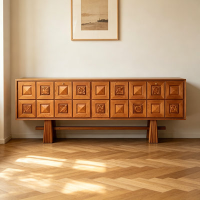 Retro Solid Wood Artistic Style Sideboard