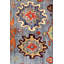 Tapis de couloir bleu en laine noué à la main de conception unique 4 pi 2 po x 11 pi 9 po Smirna