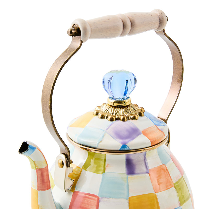 Confetti Check 2 Quart Tea Kettle, Pink/Blue/Green