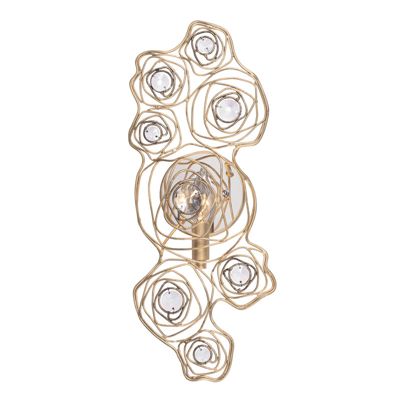 Applique murale 1 lumière Ethereal Rose - dégradé or Havana / accents en acier inoxydable poli