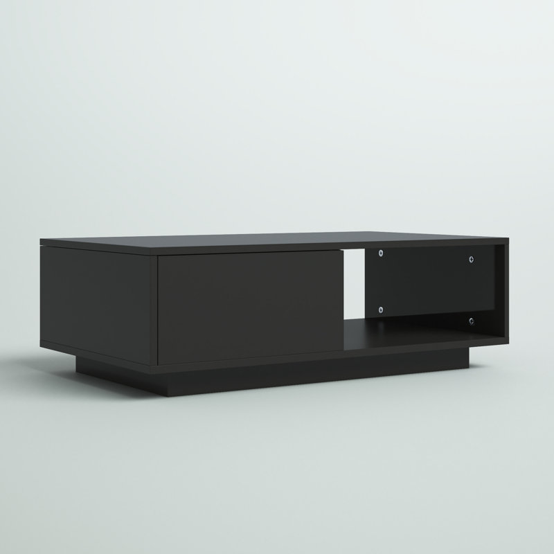 Arabella Block Coffee Table with 2 Drawers, Black