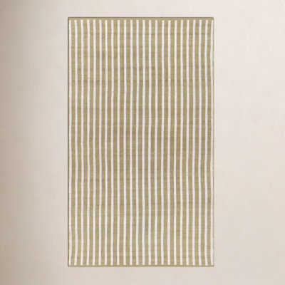 Acerra Green Hand-Woven Striped Outdoor Rug