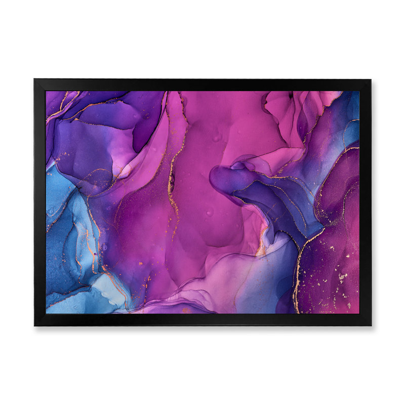 «Mauve et bleu», impression sur toile, H 24 po x l 32 po, Toile avec cadre de coin noir fermé