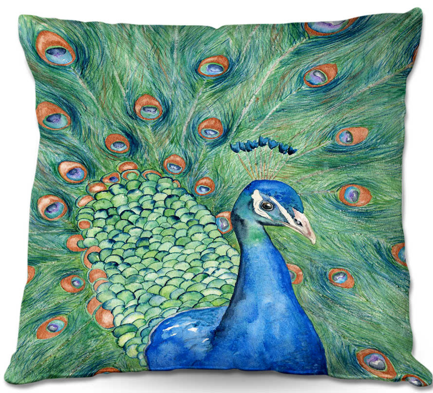  Peacock Throw Pillow DiaNoche Designs 