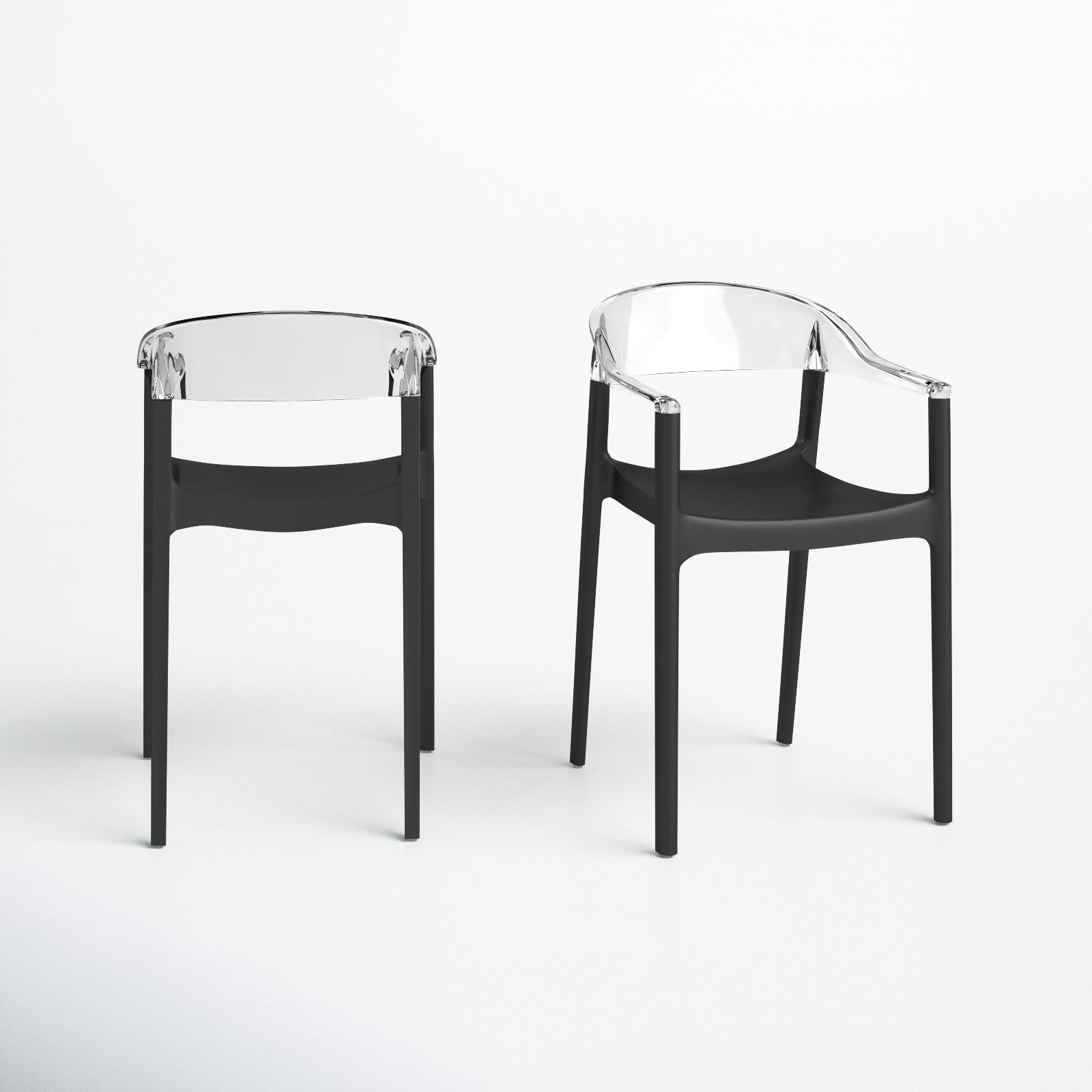 Stella Stackable Patio Armchair, Black/Transparent Clear