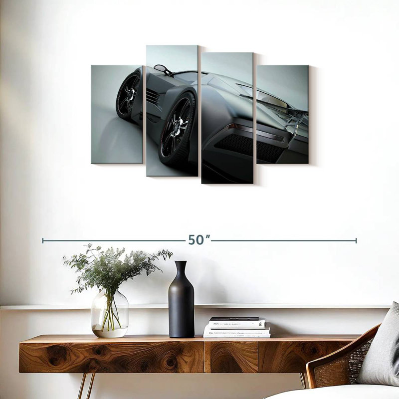 Matte Black Supercar, 22" H x 36" W