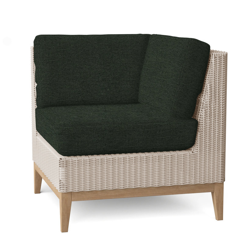 Frances Outdoor Corner Wedge Lounge Chair, Millstone, Frances White