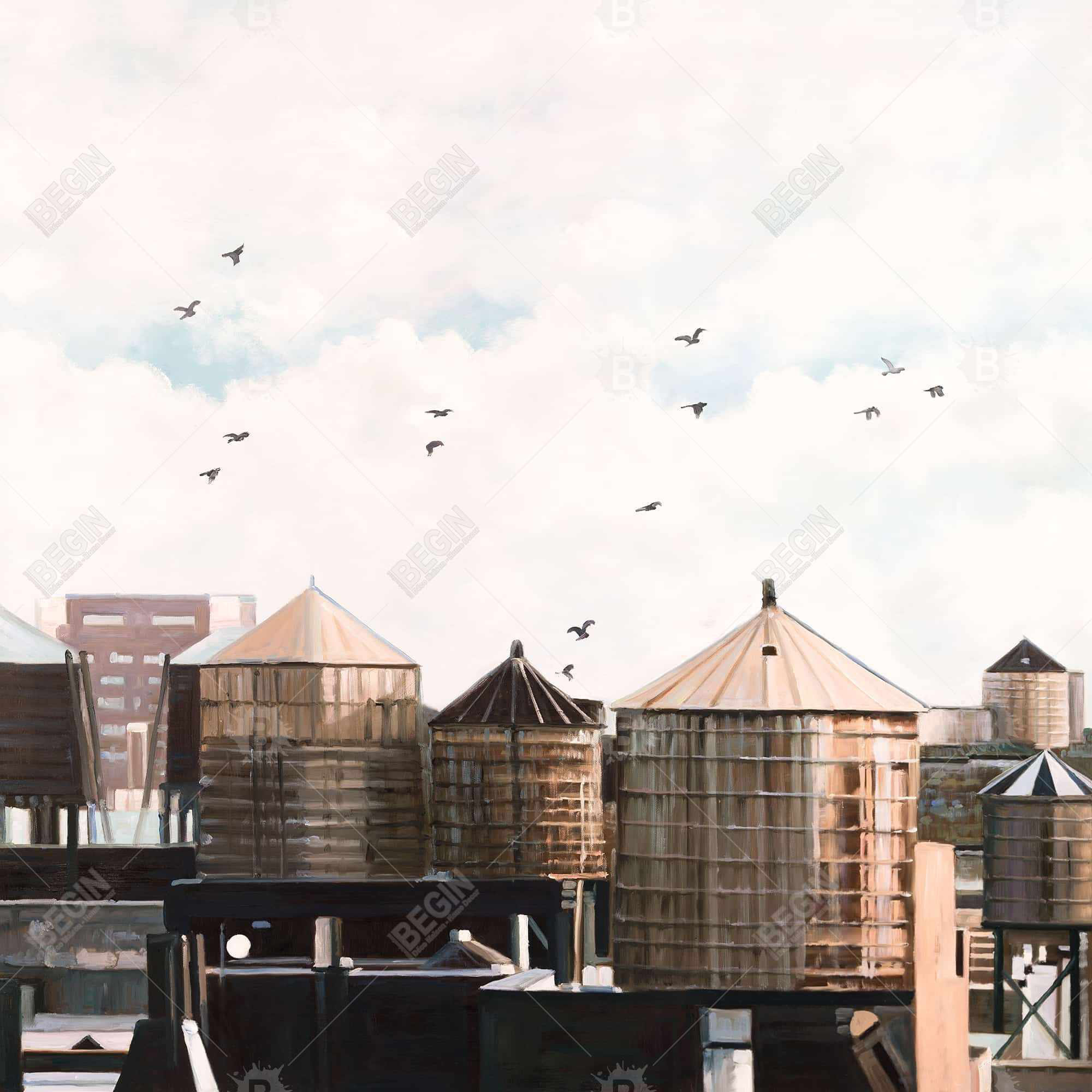 Begin Edition International Inc. Pillow Prints Water Towers Throw ...