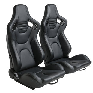 Ostreici Reclining Ergonomic Faux Leather PC & Racing Game Chair in Black (Set of 2)