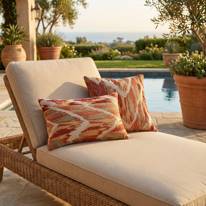 Tangelo Avalanche Ikat Lumbar Indoor / Outdoor Pillow Cover & Insert, 24" x 24"