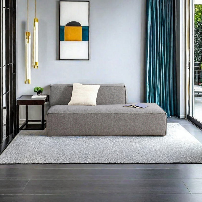 Chaise longue rembourrée Modern, Accoudoir à droite (vu de face), Gris