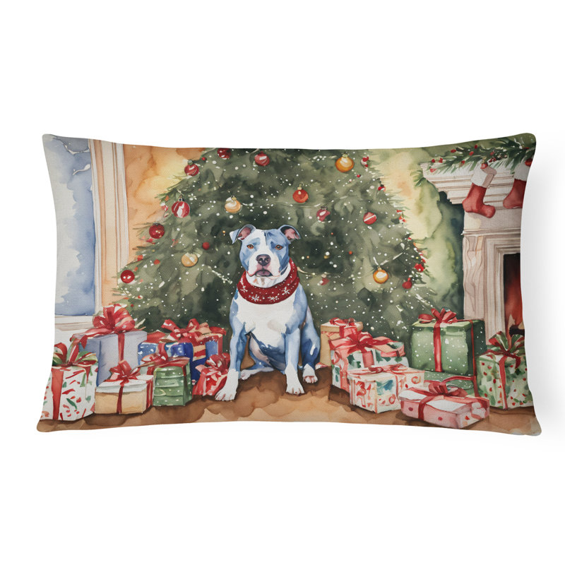 Pit Bull Terrier Christmas Fabric Decorative Pillow
