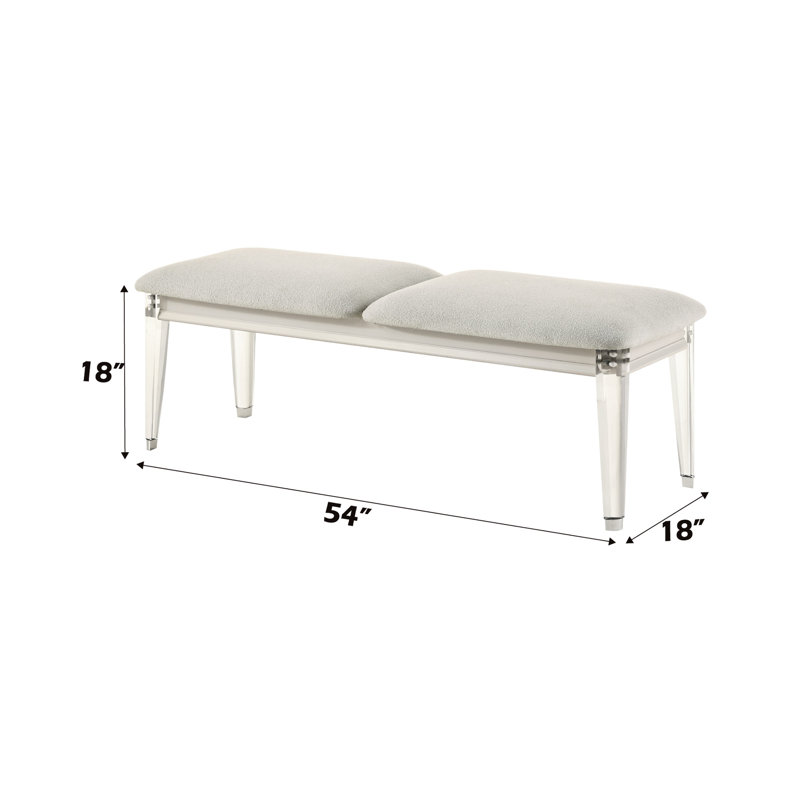 Banc Grey Boucle avec pieds blancs - panneau de particules de 18 po de profondeur, siège polyvalent, idéal pour les structures de salon, capacité de 220 lb