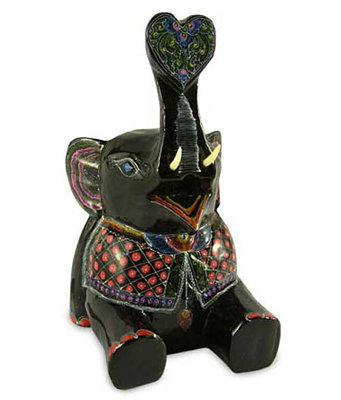 Statue en bois laqué Flem Elephant Charm