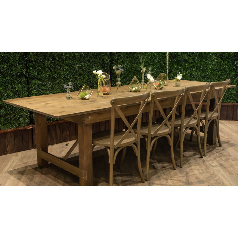 108 inch Natural Pine Wood Rectangle Folding Table