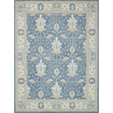 Exquisite Rugs Claremont Oushak Handmade Hand-Tufted New Zealand Wool On Canvas Blue/Ivory Area Rug
