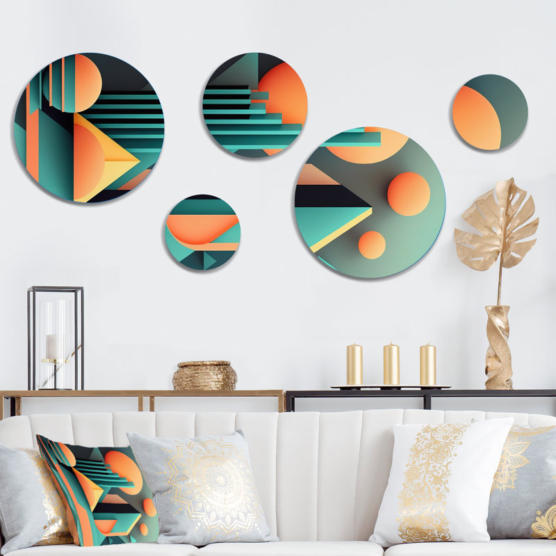 Graphic Retro Compositions II - Décoration murale géométrique moderne en métal