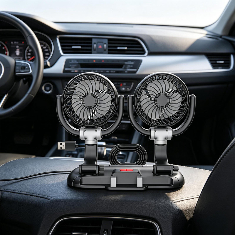 Ventilateur de tête de voiture USB avec téléphone réglable et ventilateur pour voiture d'été
