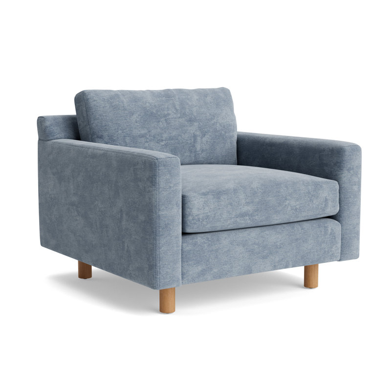 Hunter Chair No Welt, Vintage Chenille - Smoky Blue, Natural