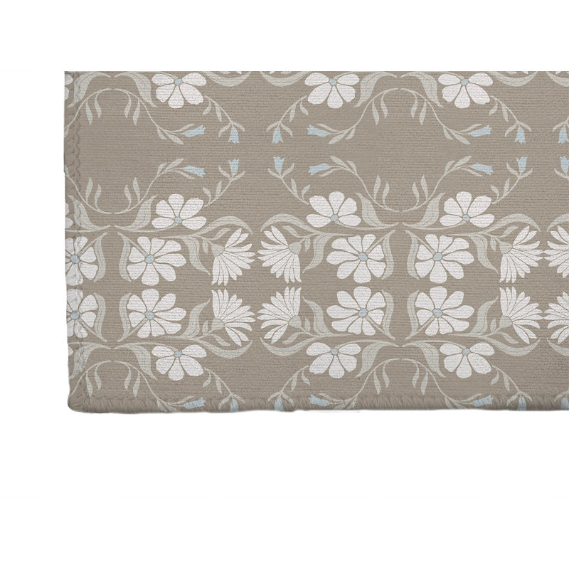 Groovy Flowers Laundry Mat, Rectangle 3' x 5', Taupe