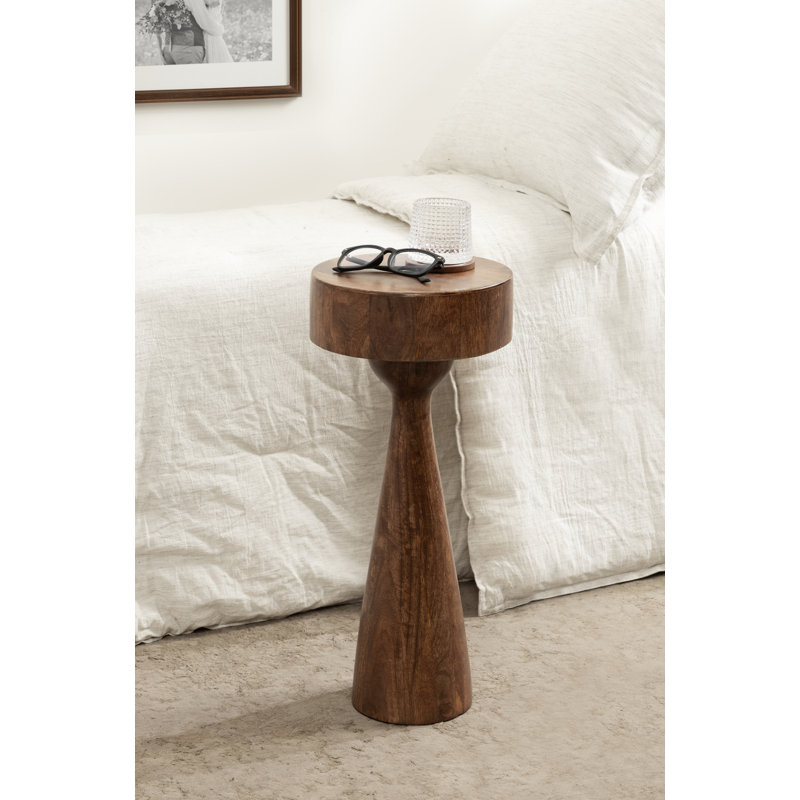 Sculptural Round Drink Table, Dark Brown