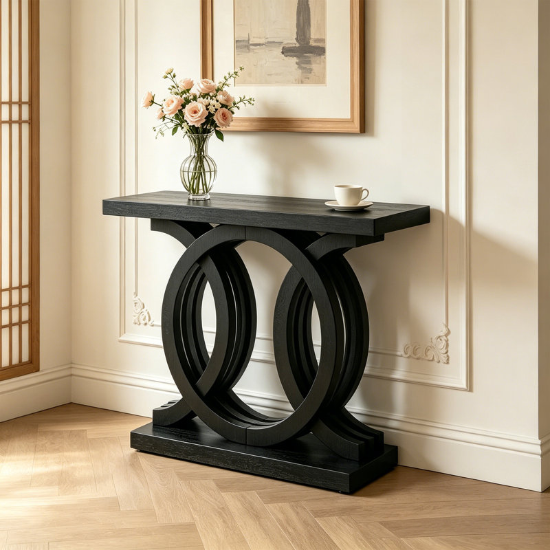 Console Modern Sculptural, 31.5" H x 51.18" W x 19.69" D, Black
