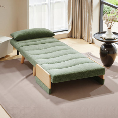 Fauteuil-lit convertible, passage de 3 secondes à la méridienne ou au petit lit, dossier réglable, idéal pour les petits espaces
