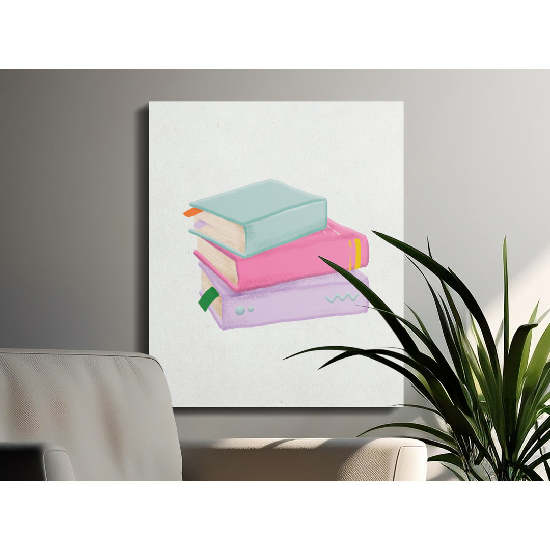 Pastel Books Canvas Wall Art, Gallery Wrapped, Modern Decor, Ready to Hang, Archival Quality, Statement Piece, Colorful Bookshelf Print