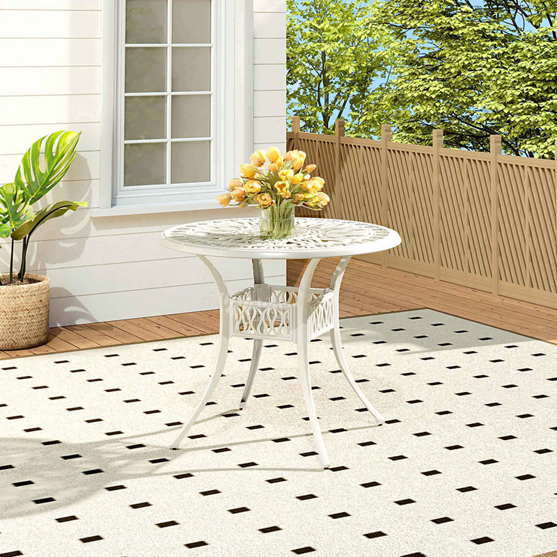 Round Metal Outdoor Bistro Table With Umbrella Hole , 90cm cm W 90cm cm D
