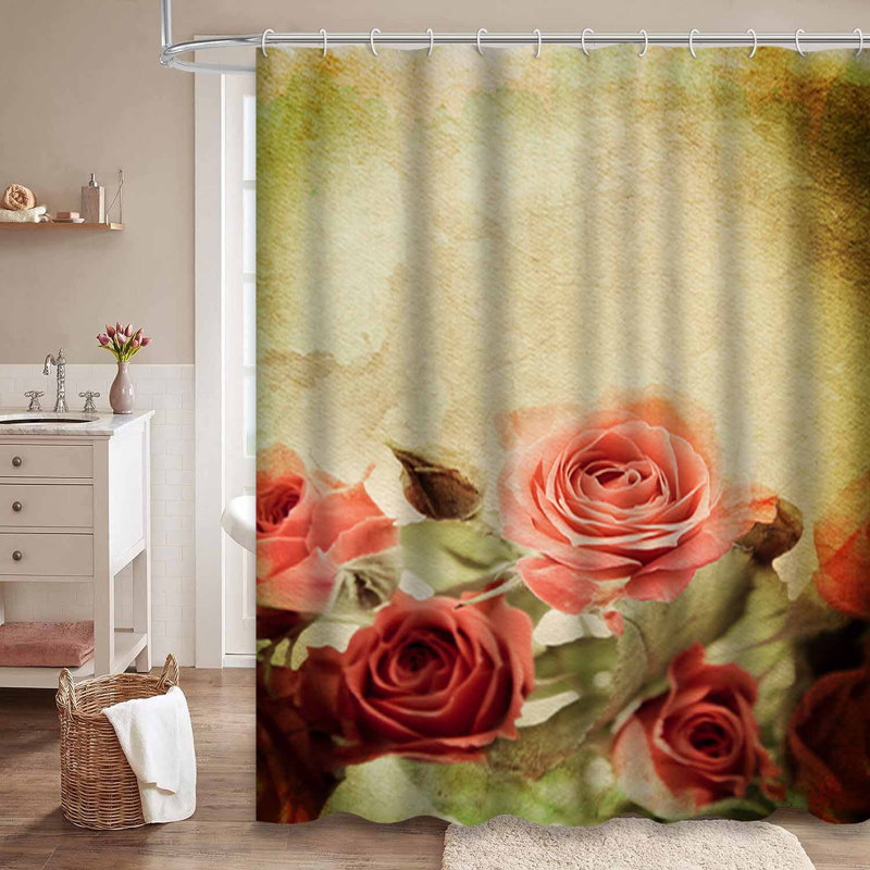 Aquarelle rose rétro vintage avec 12 crochets, L 72 po x l 72 po