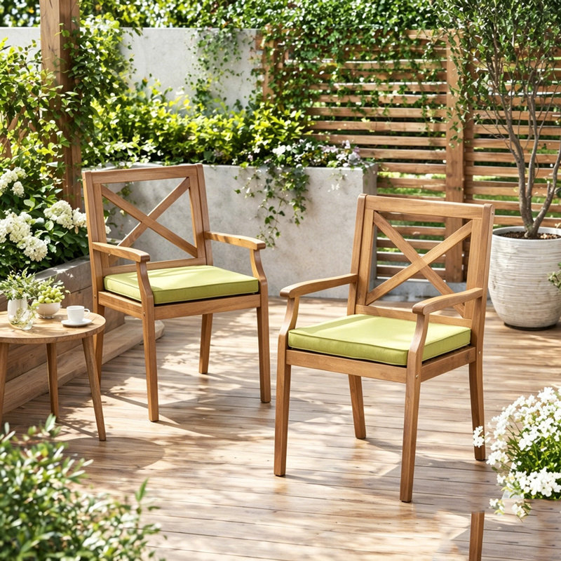 Chaise longue de patio 2 pièces, Vert