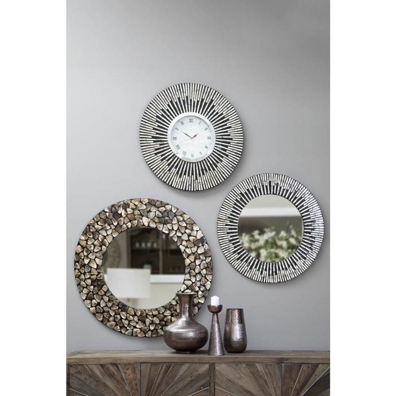 Blatteis Flat Wall Mirror, Black/Amber