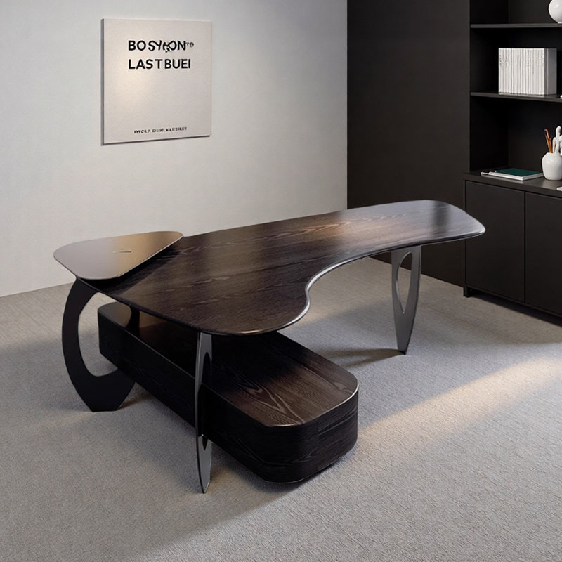 Bureau de direction noir exquis et durable, H 28,74 po x l 90,55 po x P 49,21 po