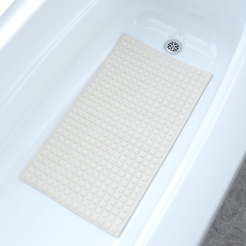 Cream 15" x 27" Pillow Top Non-Slip Rubber Bath Mat