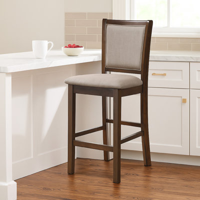 Han Counter Chair Set Of 2, Fabric, Solid Wood by Benjara