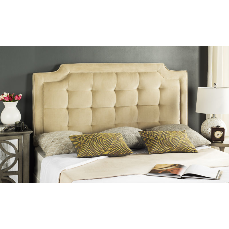 Tête de lit en tissu d'ameublement Findlay, Double, Polyester sarrasin