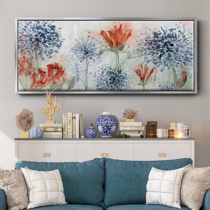 Tiger Lily Field- Framed Canvas, 24" H x 60" W