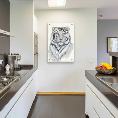 Art mural en verre acrylique «White Tiger I» par Tim O'Toole