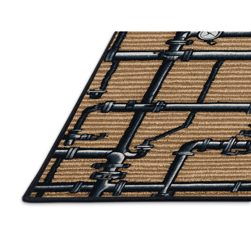 Tapis de transport brun lavable à la machine, Rond 5 pi