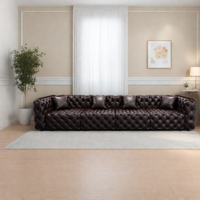 Compression Sectionals, 134.4 Faux Leather Modern Modular Sofa for Home