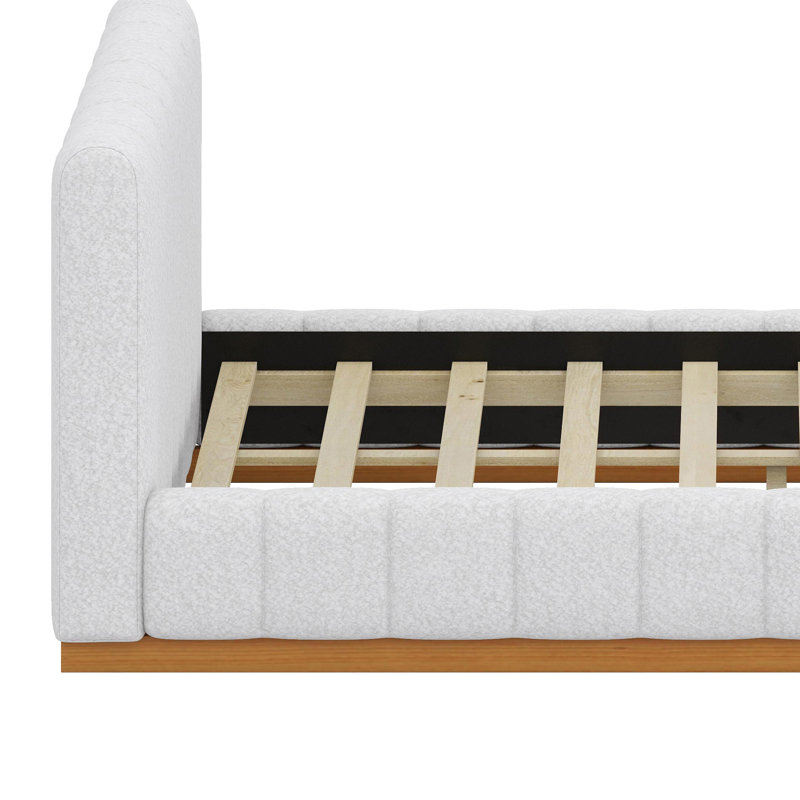 Low Profile Upholstered Platform Bed with Sturdy Wood Base
