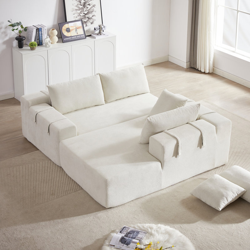 Ensemble de canapé modulaire rembourré en chenille Modern, canapé de salon modulaire en L de 108 pouces avec 6 coussins, combinaison gratuite