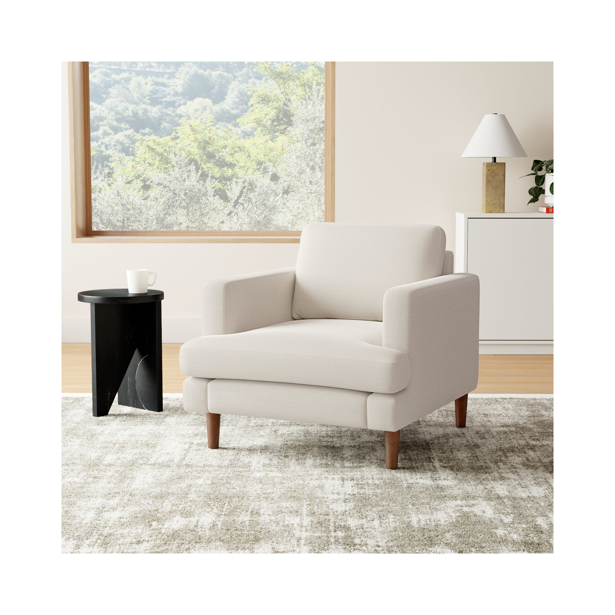 Laguna Upholstered Armchair, Cream Performance Basketweave