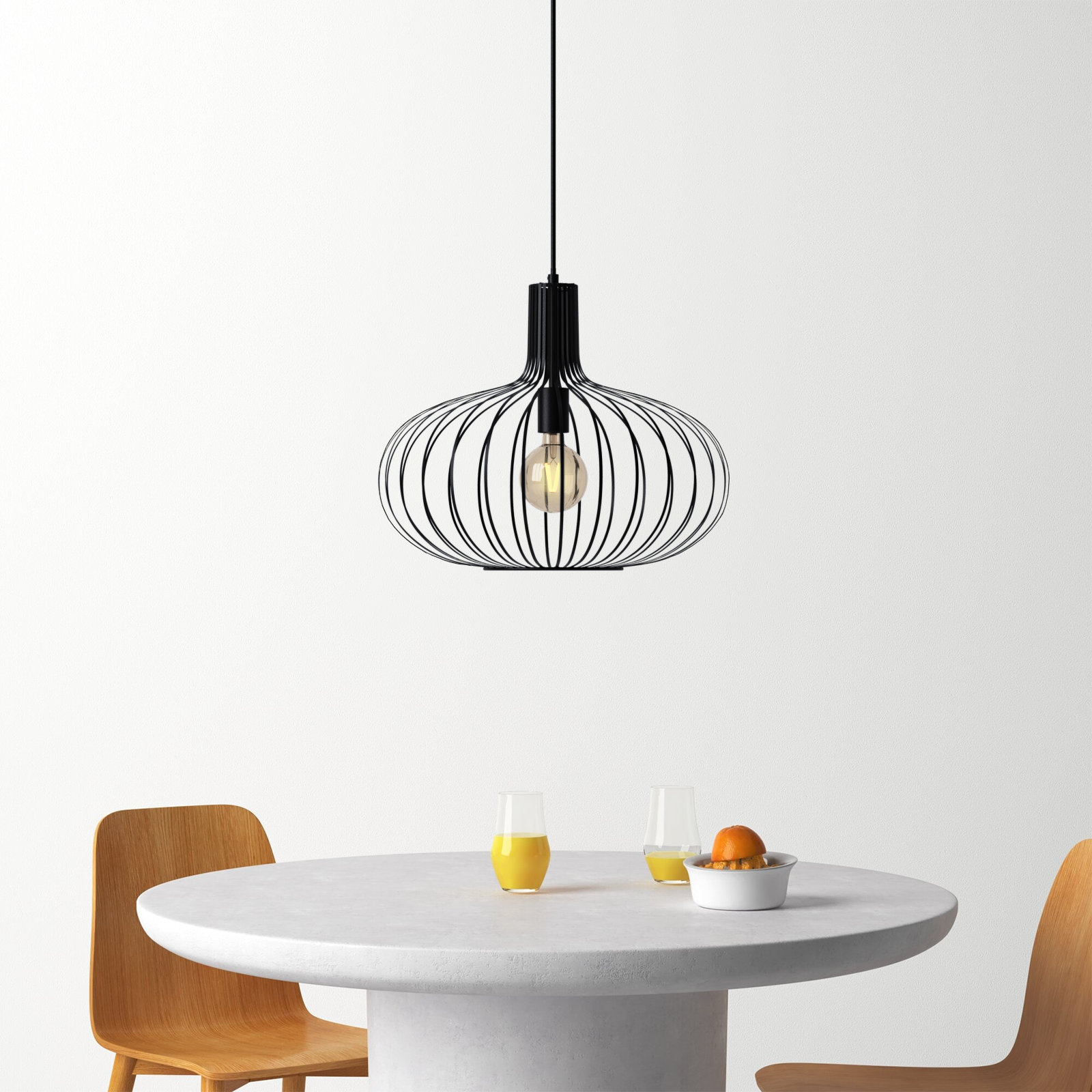 Kern Single Light Metal Dimmable Pendant, Black, 16.5" H x 19.75" W x 19.75" D