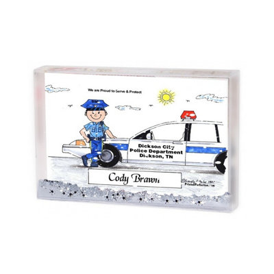 Personalized Police Officer - Male MINI Snow Globe Frame Gift