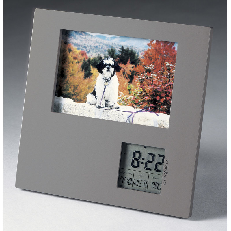 Portrait Mid-Century Modern Digital Quartz Movement / Crystal Tabletop Clock with Alarm in Grey