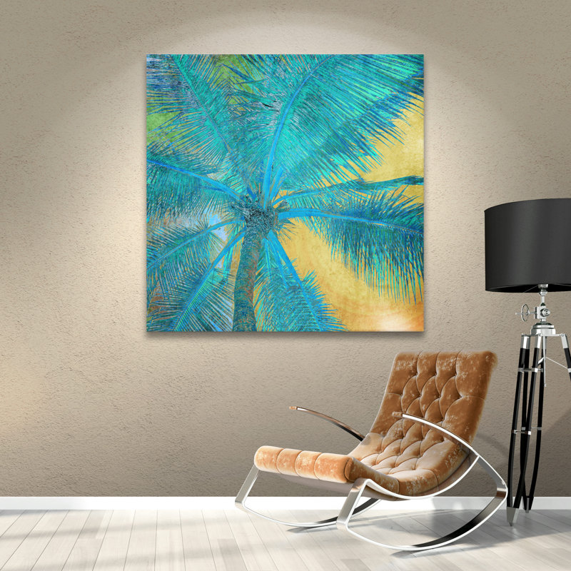 « palmier ii », reproduction d’art sur toile tendue, H 36 po x l 36 po x P 2 po
