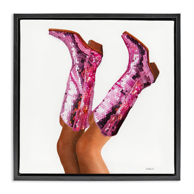 Pink Glam Cowgirl Boots Floating Frame, design by Amanda Greenwood