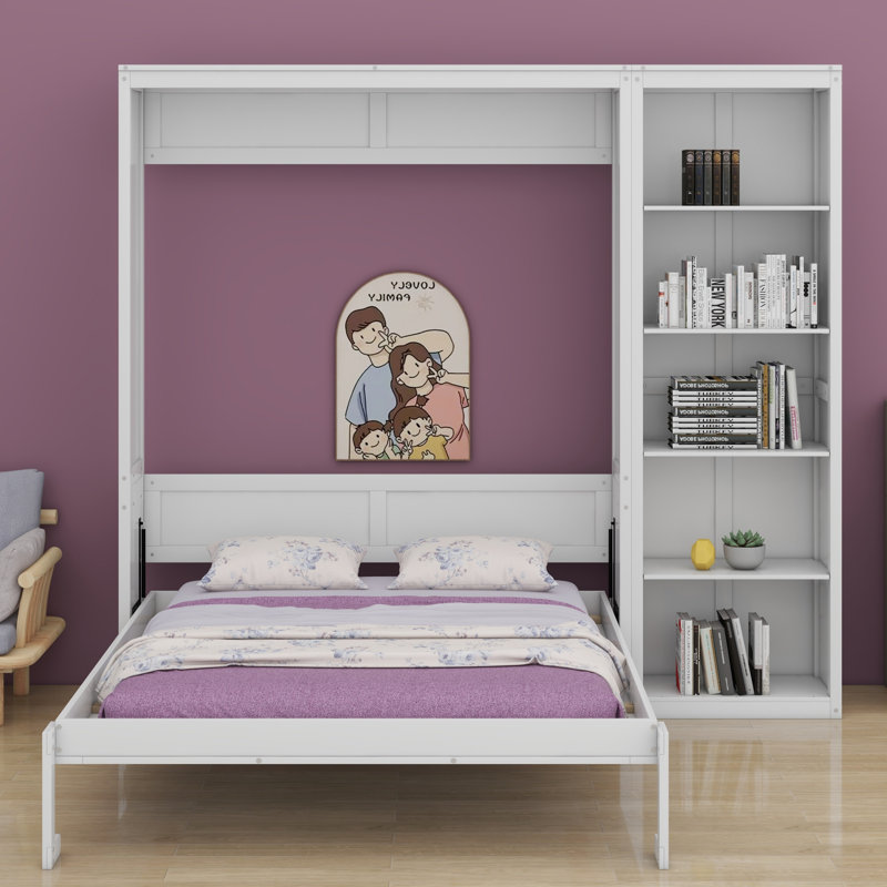 Lit escamotable mural avec tablettes Murphy, Blanc