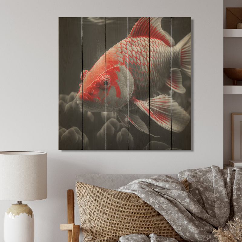 «Black and Red Tropical Fish I», reproduction sur toile, H 36 po x l 36 po x P 1,5 po, Bois